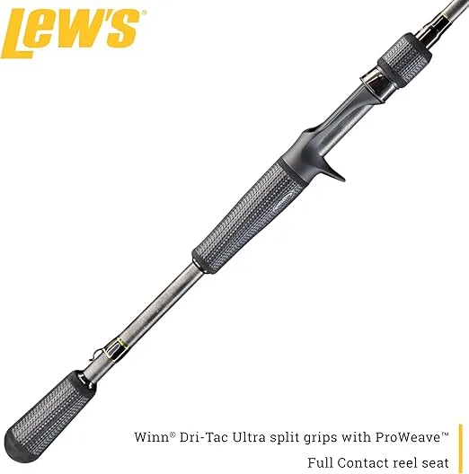 Lew's Team Lew's Elite Series Casting Fishing Rod, 1-Piece Fishing Rod, LFS-XF Blank, Winn Dri-Tac Ultra Split Grips, Titanium Gray/Gold