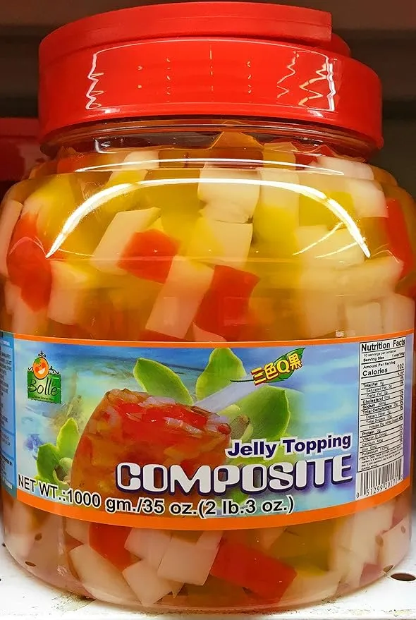 Rainbow Jelly Topping Composite for Bubble Boba Milk Tea 2lb 3oz Fat Free Fruit Konjac