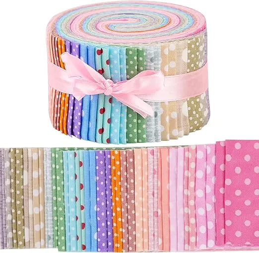 Jelly Roll Fabric, Roll Up Cotton Fabric Quilting Strips, Jelly Roll Fabric Strips for Quilting, Patchwork Craft Cotton Quilting Fabric, Patchwork Fabric Sets with Different Patterns