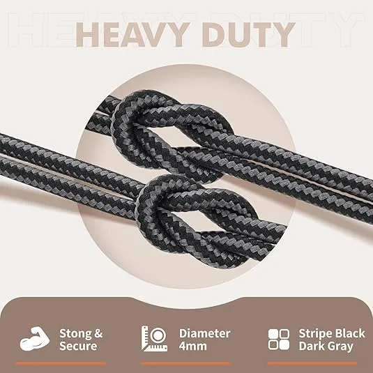 Stepace Round Shoelaces [2 Pairs] Heavy Duty Boot Shoe Laces for Hiking Work Boots