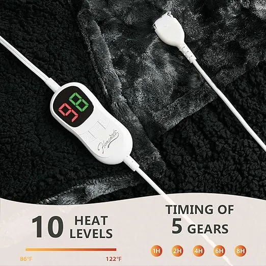 Homemate Heated Blanket Electric Twin - 62x84 Heating Blanket Twin 5 Gears Auto-Off 10 Heat Levels Heat Blanket Over-Heat Protection Luxury Faux Fur Sherpa Heater Blanket Electric ETL Certification