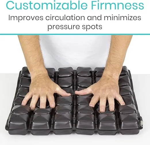 Vive Air Inflatable Seat Cushion - Adjustable Air Pressure Relief Seat, Portable - Waffle Style Tailbone Pad for Back Support, Sciatica, Coccyx Pain - for Car, Office Chair, Wheelchair