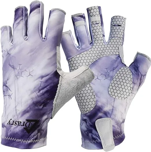 Drasry UV Protection Fishing Fingerless Gloves Men Women UPF 50+ SPF Gloves for Fishing Kayak Paddling Hiking Sailing Rowing Sun Gloves