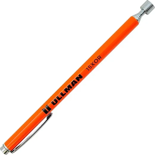 Ullman Pocket Size Telescoping Magnetic Pickup Tool with 2 lbs of Pull Force and Orange Handle - Perfect for Mechanics, Contractors, HVAC Technicians, and Trade Professionals