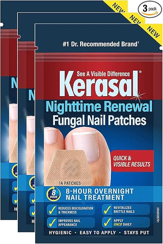 Kerasal Nighttime Renewal Fungal Nail Patches - 14 Patch 3 Pack - Overnight Nail Repair for Nail Fungus Damage, 8-Hour Nail Treatment Restores Healthy Appearance