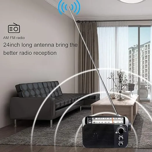 Retekess TR604 AM FM Radio, Battery Operated Radio Portable, AM FM Radio Plug in Wall, High/Low Tone Mode, Big Speaker, Earphone Jack,for Senior, Home