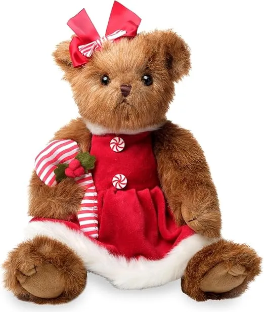 Christa Cane Christmas Bear Stuffed Animal, 14 Inch, Christmas Teddy Bear Plush, Teddy Bear Christmas Gift for Kids