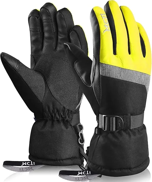 MCTi Ski Gloves,Winter Waterproof Snowboard Snow 3M Thinsulate Warm Touchscreen Cold Weather Women Gloves Wrist Leashes
