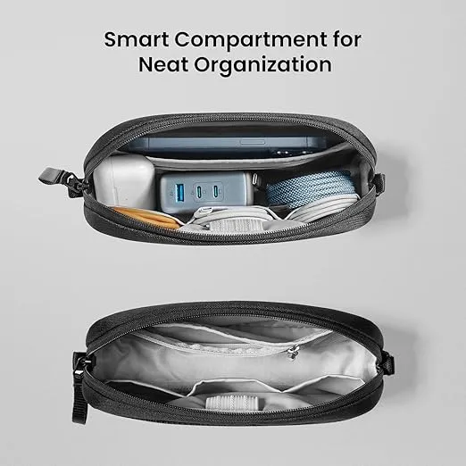 tomtoc Electronics Organizer Travel Case, Water Resistant Travel Bag Cable Organizer for Essentials, Tech Pouch Accessories Carry Storage for Cord, Phone, Cables, Airpods, USB Flash Drive, Daily Items