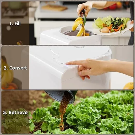 Airthereal Revive R500 Electric Kitchen Composter, 2.5L Capacity with SHARKSDEN® Tri-Blade, Turn Food Waste and Scraps into Natural Fertilizer for Plants, Glossy Pearl White