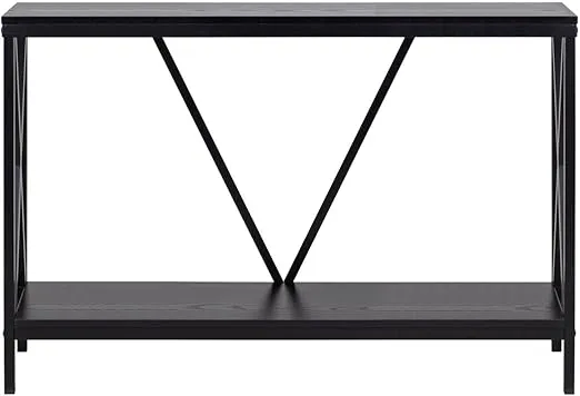 Aquatic Fundamentals 40/55 Gallon Metal/Wood, Aquarium Stand, Console Table, 48.25" L x 13" W, Black
