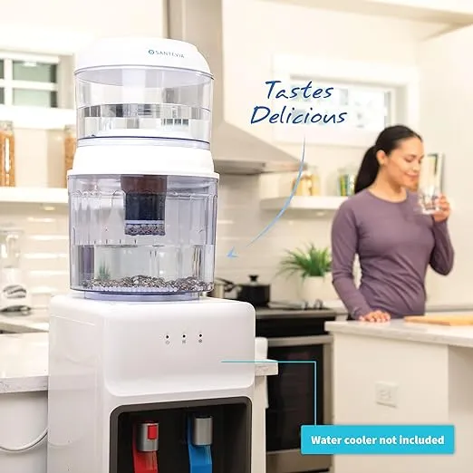 Gravity Water System - Dispenser Model - Alkaline & Fluoride Filter - by Santevia | At Home Water Filter that Makes Water Alkaline and Adds Minerals | Chlorine and Fluoride Filter…