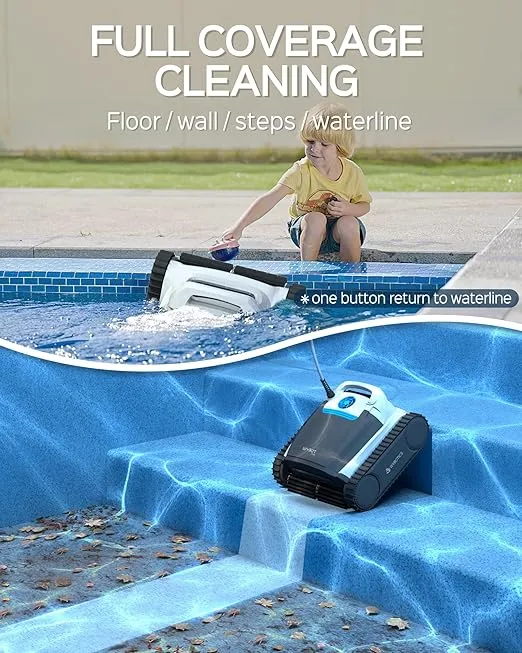 WYBOT M100 Corded APP Robotic Pool Cleaner with Wall Climbing, Smart Mapping Tech, Remote Control, Pool Vacuum Robot with Powerful Suction, Spot Cleaning, Ideal for In-Ground Pools up to 60ft