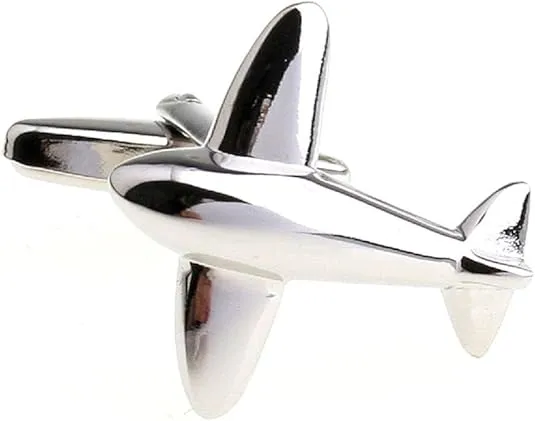 MRCUFF Airplane Plane Jet Commercial Pilot Pair Cufflinks in a Presentation Gift Box & Polishing Cloth