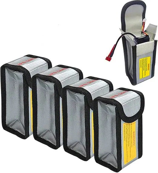 4pcs Lipo Battery Fireproof Explosion proof Bag Storage Guard Safe Pouch 125mm