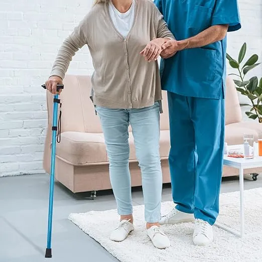 supregear Folding Cane, 5-Level Adjustable Height Walking Stick Lightweight Portable Cane Travel Cane with Wrist Strap and T Handle for Elderly Disabled Men Women