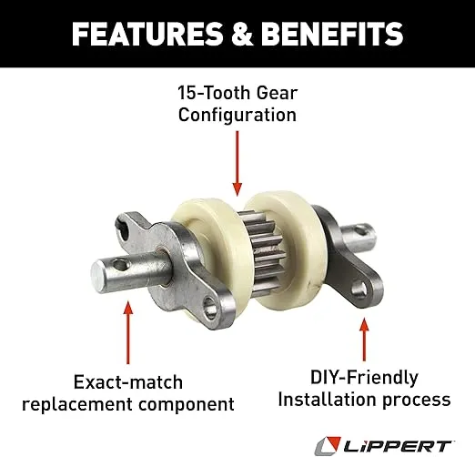 Lippert 324869 RV Slide-Out Standard Gear Pack Assembly 2.5" x 2.5", SILVER, WHITE