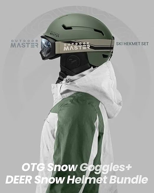 OutdoorMaster Ski Helmet Set,Snowboard Helmet with Goggles for Adults - Durable PC Shell, Protective EPS Foam & 10 Cooling Vents -Snow Helmets for Men, Women & Youth