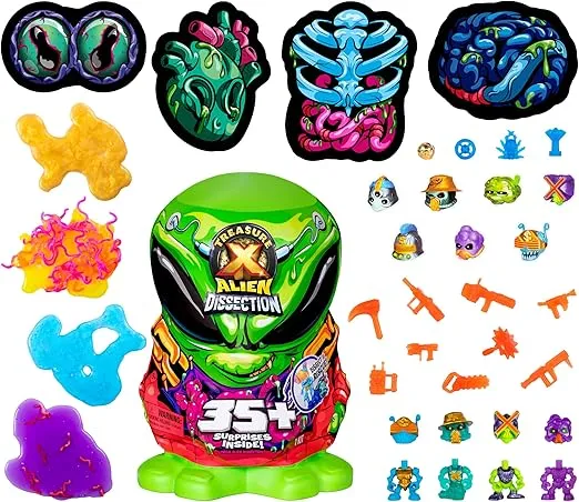 Treasure X Mega Alien Dissection with 35 Plus Surprises Inside | Dissect The 12" Tall Alien | Rescue The 4 Alien Treasure Hunters | Discover Alien Weapons, Stickers, Plus 4 Alien Treasures