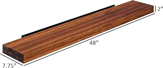 HOMCOM 48 Inch Fireplace Mantel, Floating Farmhouse Solid Fir Wood Shelf, Handmade Heavy Duty Wall Mounted Shelf, with Metal Bracket, Brown