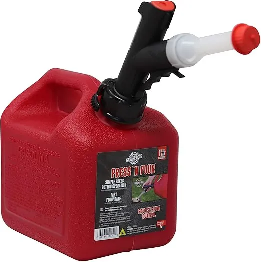 GB310 Briggs and Stratton GarageBoss Press 'N Pour 1+ Gallon Gas Can, Red
