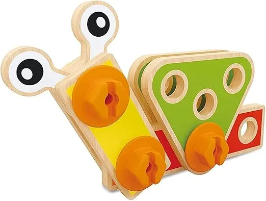 Hape Wooden Basic Building Play Set| Educational Wooden Construction Toys for Kids