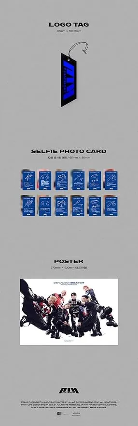 P1Harmony Disharmony : Break Out 2nd Mini Album Random Version CD+1p Folding Poster On Pack+88p Booklet+1p Standing PhotoCard+1p Logo Tag+1p Selfie+Tracking Kpop Sealed