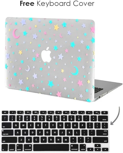 Velvet Caviar MacBook Air 13 inch Case Stars & Moon - Fits Models A1466 & A1369 - Cute Clear Protective Hard Cases with Design & Keyboard Cover - Astrology Galaxy Star Moons