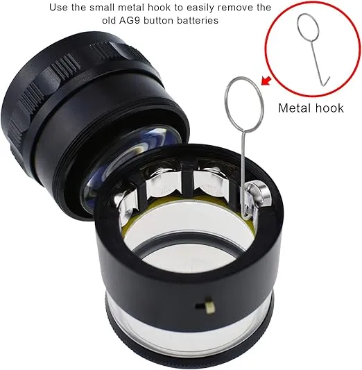 10X Illuminated Jewelers Loupe Magnifier with Interchangeable Reticle Scale, LED Light, 25mm Field of View, for Jewelry,Gems, Coins, Hobby Tool (9 Glass Scale Chart)