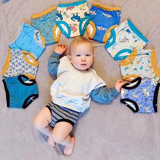 BIG ELEPHANT Potty Training Underwear - 10 Pack, 100% Cotton Absorbent Unisex Toddler Pee Pants for Boys Girls