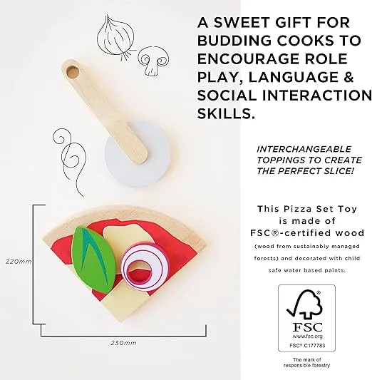 Le Toy Van - Childrens Wood Pretend Play Food | Wooden Honeybake Pizza Pretend Food Toy Playset | Toy Kitchen Accessories Play Food Role Play Toy (TV279)