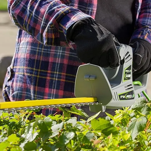 Earthwise 17 Inch Corded Electric Plug-in Hedge Trimmer with 2.8 Amp Motor and Cord Retention Design for Patio, Lawn, and Garden, Gray