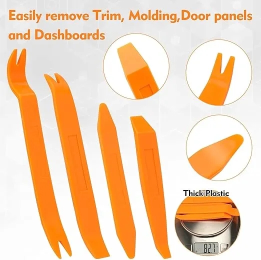 4Pcs Auto Door Clip Panel Trim Removal Tool Kits Thick Plastic Car Tools for Car Dash Radio Audio Installer Pry Tool with Paper Box