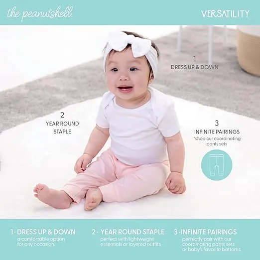 The Peanutshell Baby Bodysuits for Girls, Short Sleeve 7 Pack, Newborn to 24 Months, Rainbow Safari