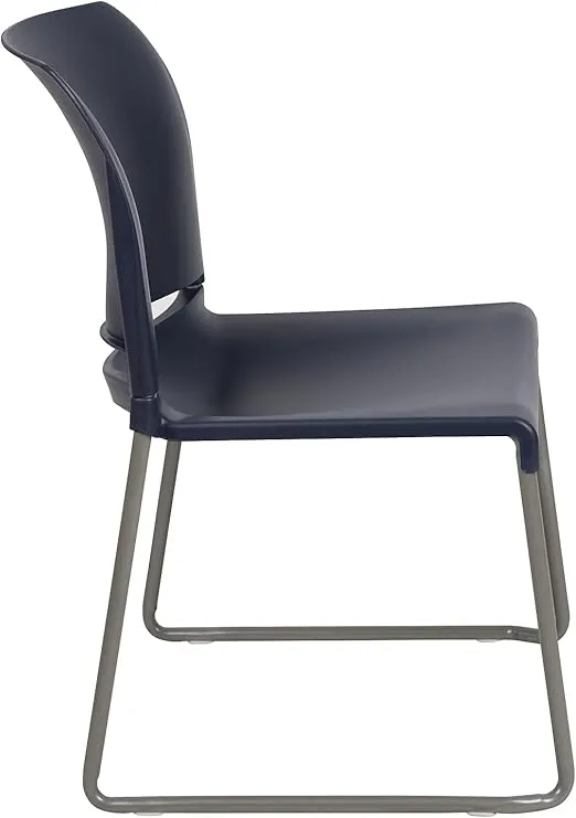 Flash Furniture Hercules Series Contoured Stacking Chairs for Waiting Rooms and Offices, Ergonomic Lobby Chairs with Curved Back, Set of 5, Navy