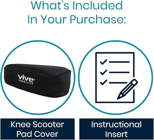 Vive Mobility Knee Scooter Pad Cover - Accessories Cushion Cover for Comfort (Memory Foam) - for Broken Leg Crutch Cart Roller, Injuries, Surgery, Broken Foot, Ankle Injury, Replacement, Universal