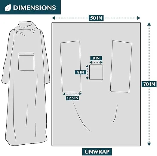 PAVILIA Wearable Blanket with Sleeves for Adult Women Men, Cozy Fleece Warm Wrap Throw with Arms, Gifts for Christmas, Wife