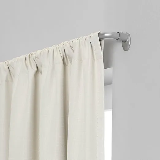 Eclipse Clinton Curtain Rods, Black Out Curtain Rod, 5/8 Inch Blackout Wrap Around Adjustable Curtain Rod, Curtain Rods For Windows 48 to 86 Inch, Brushed Nickel Curtain Rod