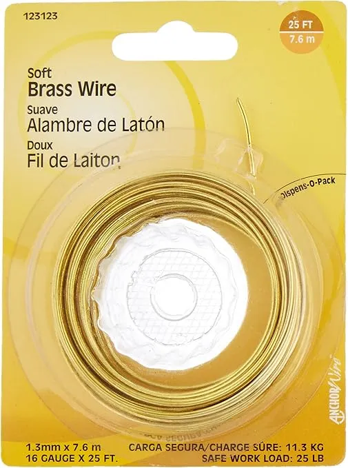 Hillman Fasteners 123123 Soft Brass Wire 16 Gauge 1.6MM By 25-Feet