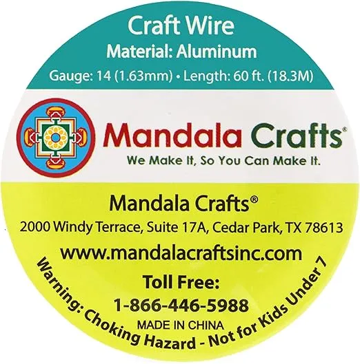 Mandala Crafts Anodized Aluminum Craft Wire for Jewelry Making - Bendable Flexible Light Gold Crafting Wire 14 Gauge Wire Colored for Bonsai - Armature Wire for Sculpting