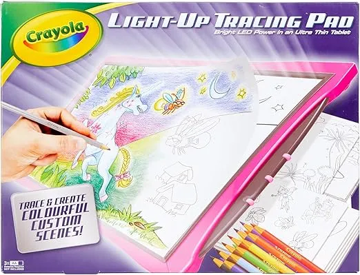 Crayola Light-Up Tracing Pad | Trace & Create Colourful Custom Scenes! | Kids LED Drawing Tablet | Batteries Required (Not Included) | Ages 3+, Pink