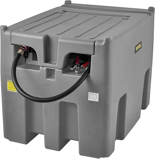VEVOR Portable Diesel Tank, 116 Gallon Capacity & 10 GPM Flow Rate, Diesel Fuel Tank with 12V Electric Transfer Pump and 13.1ft Rubber Hose, PE Diesel Transfer Tank for Easy Fuel Transportation, Gray