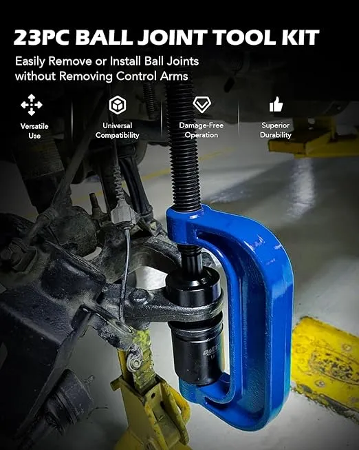 Orion Motor Tech Master Ball Joint Press Kit, 23pc Ball Joint Press & U Joint Removal Kit with Sockets and Universal Adapters, Heavy Duty Ball Joint Tool Set