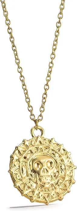 Pirates Of The Caribbean Movies Cursed Aztec Coin Medallion Necklace Gold