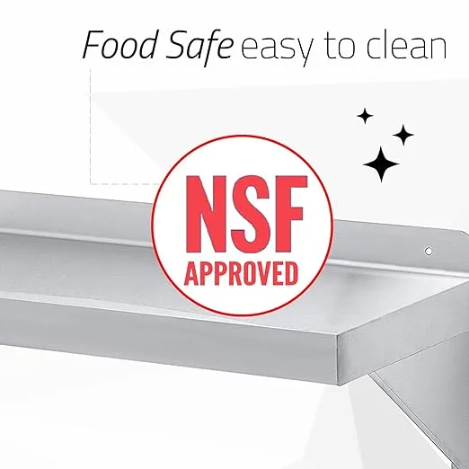 DuraSteel Stainless Steel Wall Shelf - 36" Wide x 12" Deep Commercial Grade - NSF Certified - Industrial Appliance Equipment (Restaurant, Bar, Home, Kitchen, Laundry, Garage and Utility Room)
