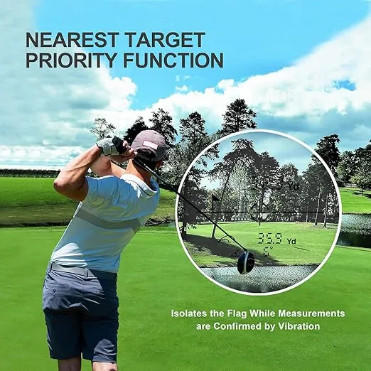 Range Finder Golf, Flag Lock and Pulse Vibration Golf Rangefinder, Fast Focus and Continuous Scan Golf Range Finder, 650 Yards USB Charging Golf Accessories for Men Disc for Golfing, Hunting