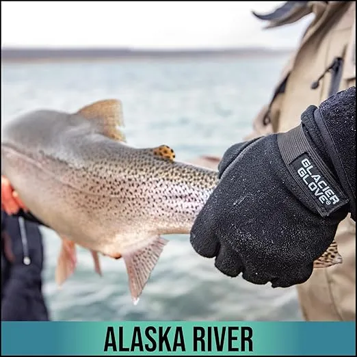Glacier Glove Unisex Alaska River Fingerless Lightweight Breathable Non-Slip Grip Fishing Gloves with Elasticized Cuffs | for Outdoors, Fly Fishing, Paddling, Hiking