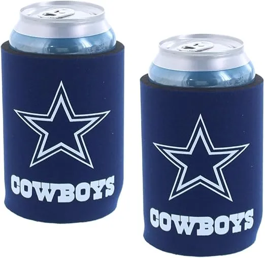 Football Can & Bottle Holder Insulator Beverage Huggie Cooler (Dallas (Cowboys) - Can Holder 2-Pack)