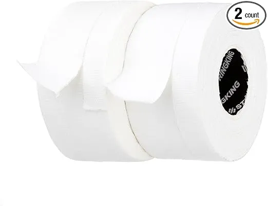 StringKing Lacrosse Tape - Pre-Cut for Lacrosse Sticks and Shafts (2-Pack - White/White)