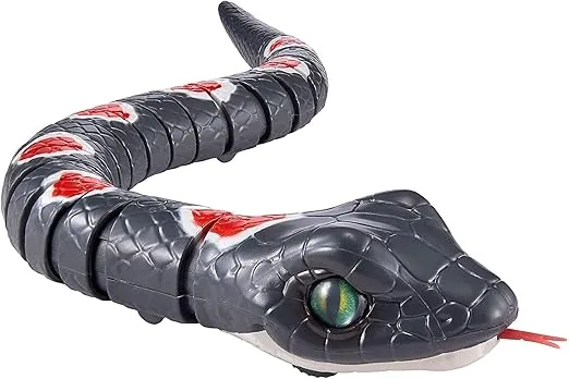 Robo Alive Slithering Snake Series 2 Grey by ZURU Battery-Powered Robotic Light Up Reptile Toy That Moves (Grey)
